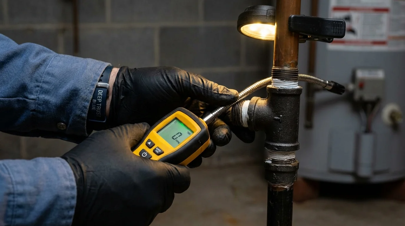 Gas leak detection with electronic sniffer by Johns Plumbing LLC in Shenandoah