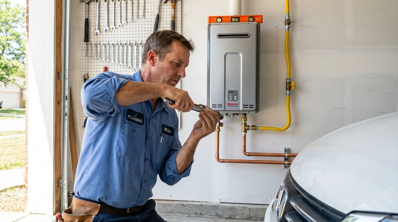 Tankless water heater installation by a Johns Plumbing LLC plumber in Shenandoah